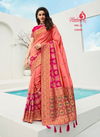 Pink Colour Latest Designer Fancy Wedding Wear Banarsi Silk Printed Sarees Collection 10088